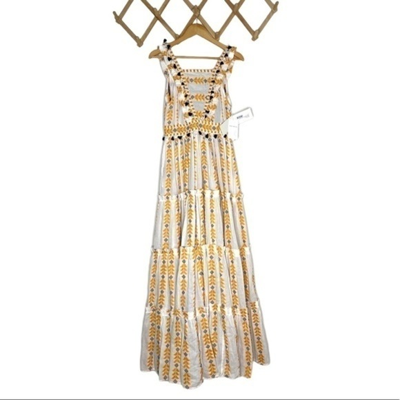 RARE Dodo Bar Or Revolve Alicia Tiered Maxi Dress No Mesh Tassel Summer Gown NWT - Picture 4 of 16